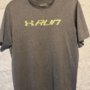 LG Gray Short Sleeve Run Logo T-Shirt with Lime Accent